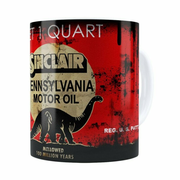 Caneca Lata De Óleo Retrô Oil Sinclair Branca