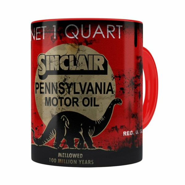 Caneca Lata De Óleo Retrô Oil Sinclair Vermelha