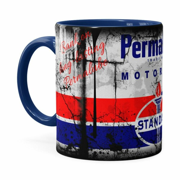 Caneca Lata De Óleo Retrô Oil Standard Azul Escuro