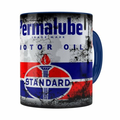 Caneca Lata De Óleo Retrô Oil Standard Azul Escuro