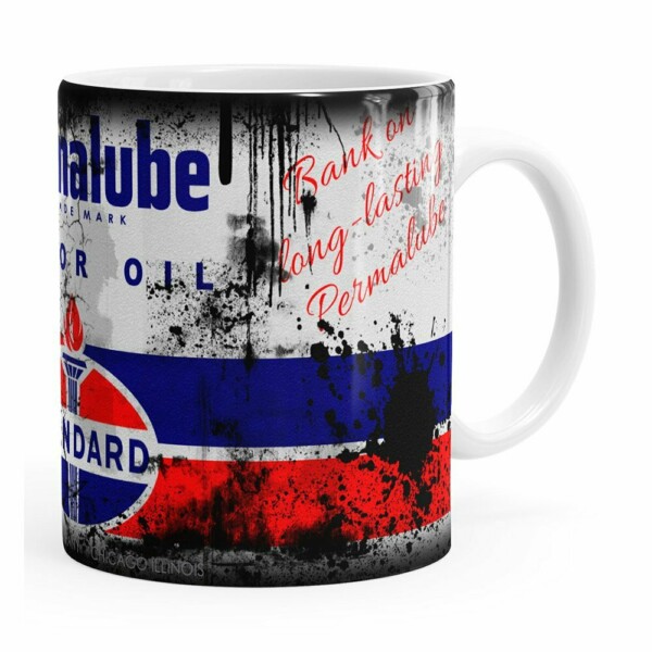 Caneca Lata De Óleo Retrô Oil Standard Branca