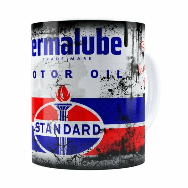 Caneca Lata De Óleo Retrô Oil Standard Branca
