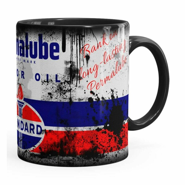 Caneca Lata De Óleo Retrô Oil Standard Preta
