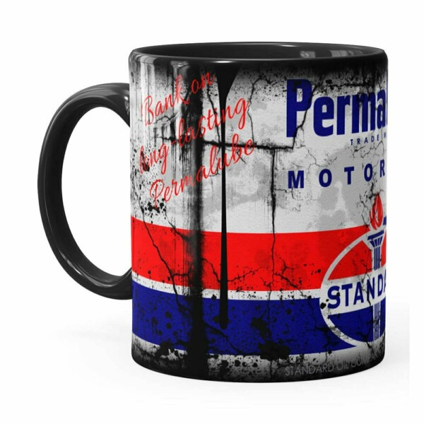 Caneca Lata De Óleo Retrô Oil Standard Preta