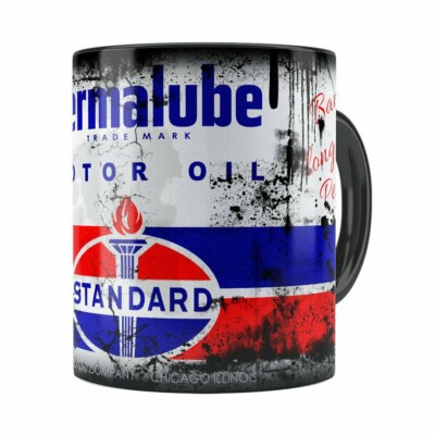 Caneca Lata De Óleo Retrô Oil Standard Preta