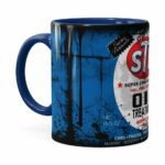 Caneca Lata De Óleo Retrô Oil Stp Azul Escuro