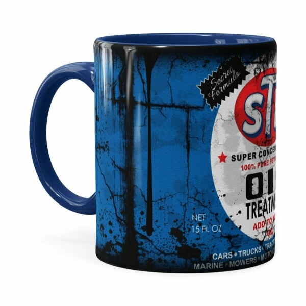 Caneca Lata De Óleo Retrô Oil Stp Azul Escuro