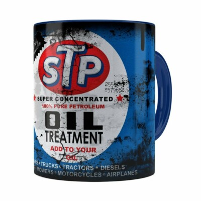 Caneca Lata De Óleo Retrô Oil Stp Azul Escuro