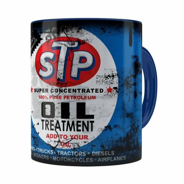 Caneca Lata De Óleo Retrô Oil Stp Azul Escuro