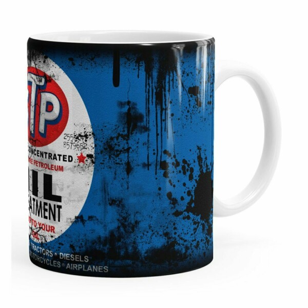 Caneca Lata De Óleo Retrô Oil Stp Branca
