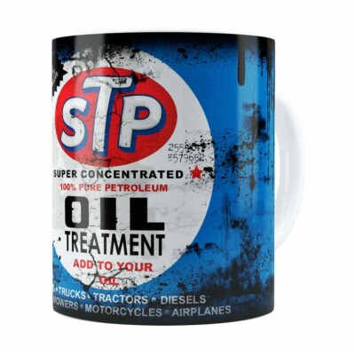 Caneca Lata De Óleo Retrô Oil Stp Branca