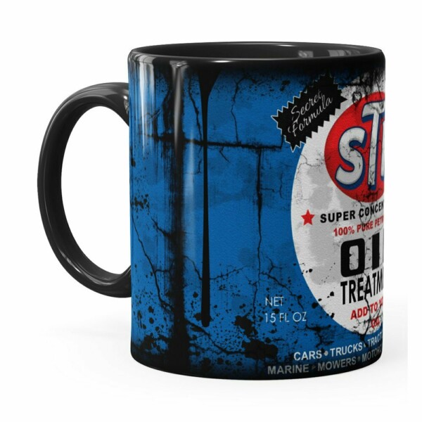 Caneca Lata De Óleo Retrô Oil Stp Preta