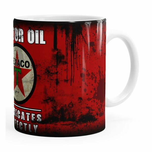 Caneca Lata De Óleo Retrô Oil Texaco Branca
