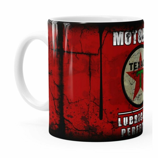 Caneca Lata De Óleo Retrô Oil Texaco Branca