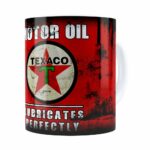 Caneca Lata De Óleo Retrô Oil Texaco Branca