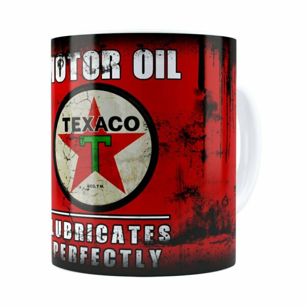 Caneca Lata De Óleo Retrô Oil Texaco Branca