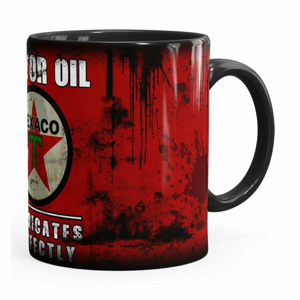 Caneca Lata De Óleo Retrô Oil Texaco Preta