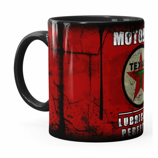 Caneca Lata De Óleo Retrô Oil Texaco Preta