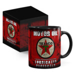Caneca Lata De Óleo Retrô Oil Texaco Preta