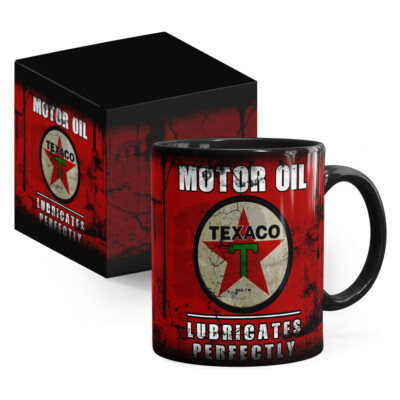 Caneca Lata De Óleo Retrô Oil Texaco Preta