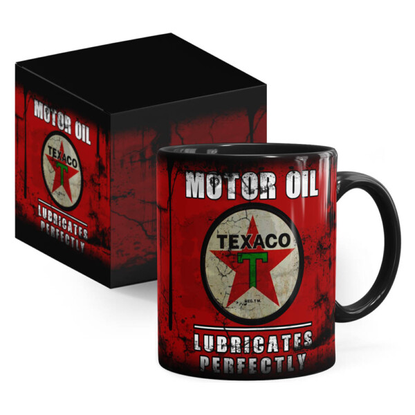 Caneca Lata De Óleo Retrô Oil Texaco Preta