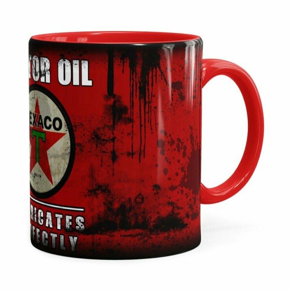 Caneca Lata De Óleo Retrô Oil Texaco Vermelha