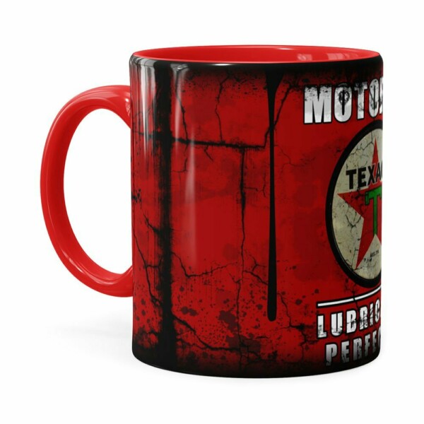 Caneca Lata De Óleo Retrô Oil Texaco Vermelha