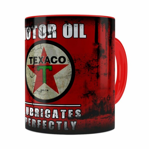 Caneca Lata De Óleo Retrô Oil Texaco Vermelha
