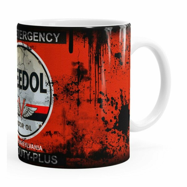 Caneca Lata De Óleo Retrô Oil Veedol Branca