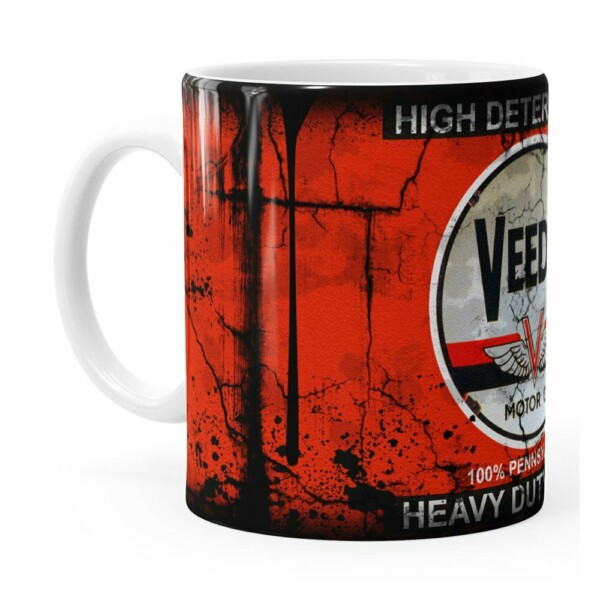Caneca Lata De Óleo Retrô Oil Veedol Branca