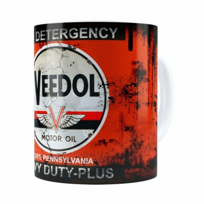 Caneca Lata De Óleo Retrô Oil Veedol Branca