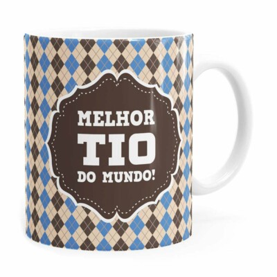 Caneca Melhor Tio Do Mundo Xadrez Branca