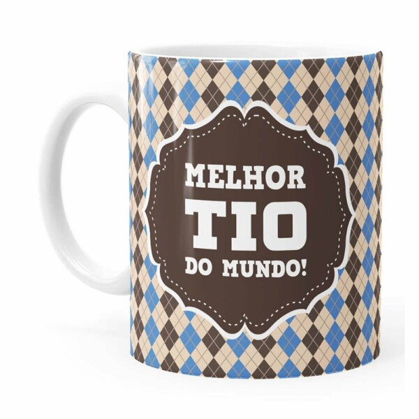 Caneca Melhor Tio Do Mundo Xadrez Branca