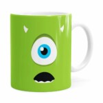 Caneca Monstros Sa Mike Minimalista Branca