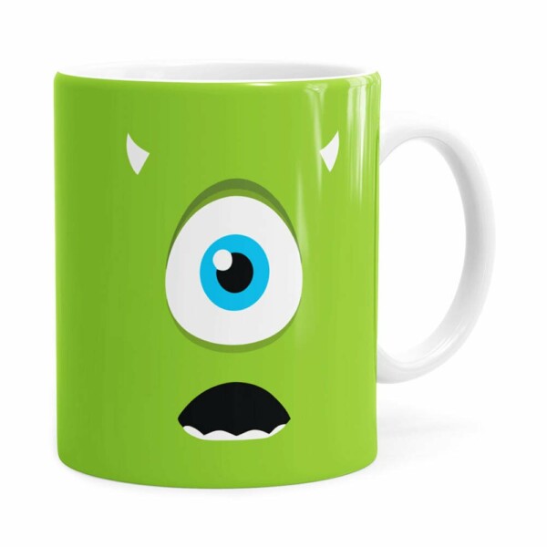 Caneca Monstros Sa Mike Minimalista Branca