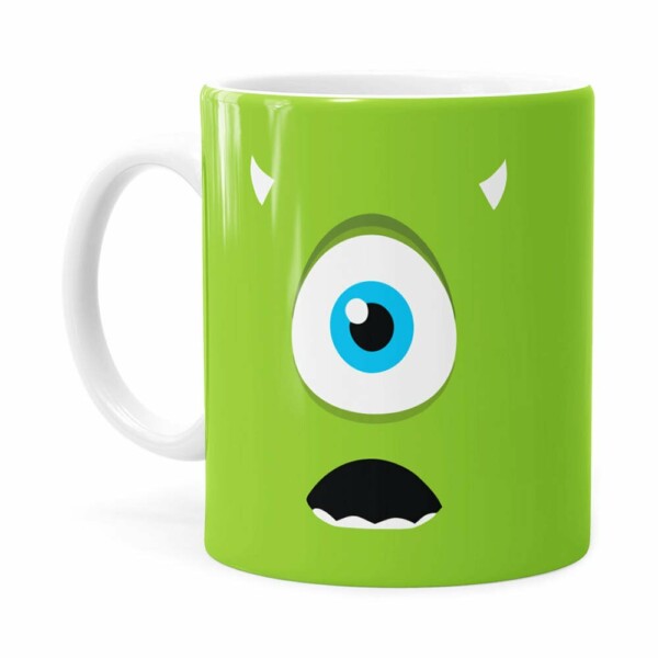 Caneca Monstros Sa Mike Minimalista Branca