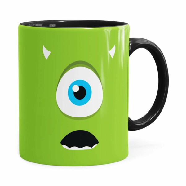 Caneca Monstros Sa Mike Minimalista Preta