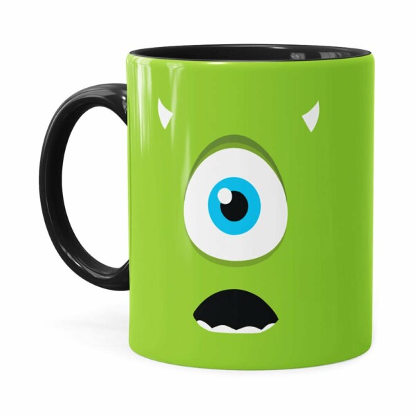 Caneca Monstros Sa Mike Minimalista Preta