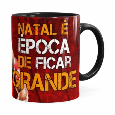 Caneca Natal Fitness Época De Ficar Grande V01 Preta