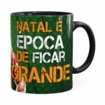 Caneca Natal Fitness Época De Ficar Grande V02 Preta