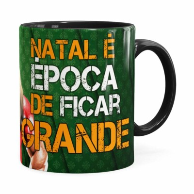 Caneca Natal Fitness Época De Ficar Grande V02 Preta
