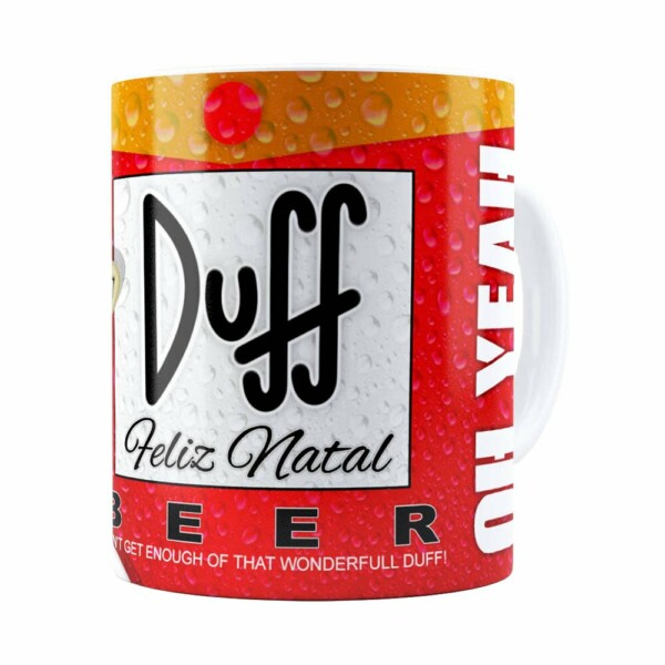 Caneca Natal Homer Simpson Duff Beer Branca