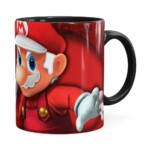 Caneca Natal Mario Bros Its Me Mario Noel V01 Preta