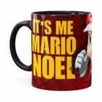 Caneca Natal Mario Bros Its Me Mario Noel V01 Preta