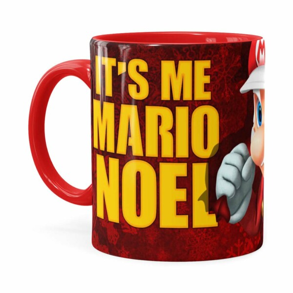 Caneca Natal Mario Bros Its Me Mario Noel V01 Vermelha