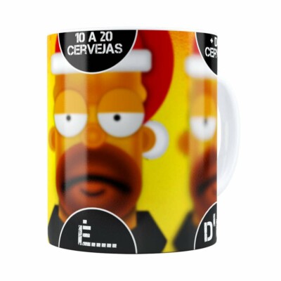 Caneca Natal Os Simpsons Homer Cervejas Branca