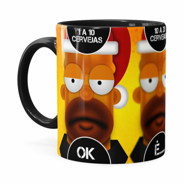 Caneca Natal Os Simpsons Homer Cervejas Preta