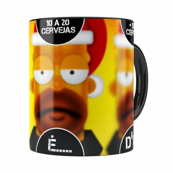 Caneca Natal Os Simpsons Homer Cervejas Preta