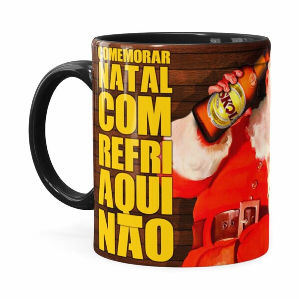 Caneca Natal Skol Com Refri Aqui Não V01 Preta