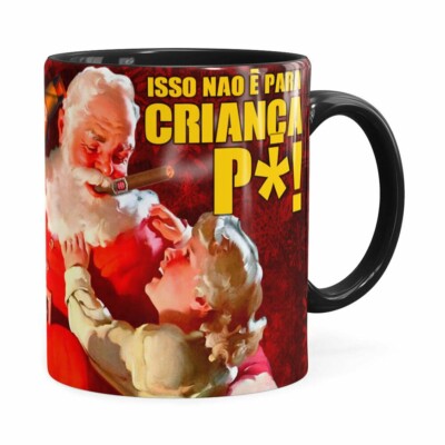 Caneca Natal Skol Com Refri Aqui Não V02 Preta
